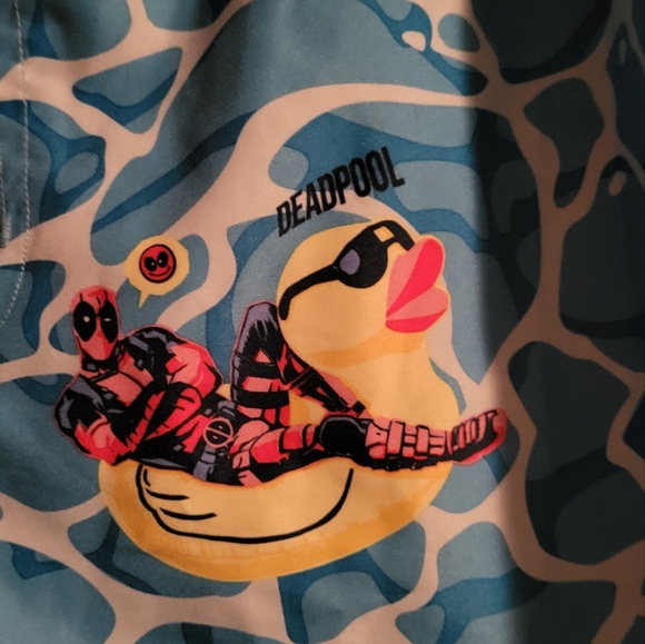 Deadpool swim trunks,with rubber ducks. Very cool, will get tons of compliments - Picture 2 of 6